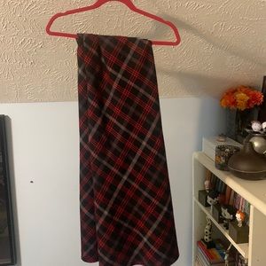 Vintage plaid long pencil skirt